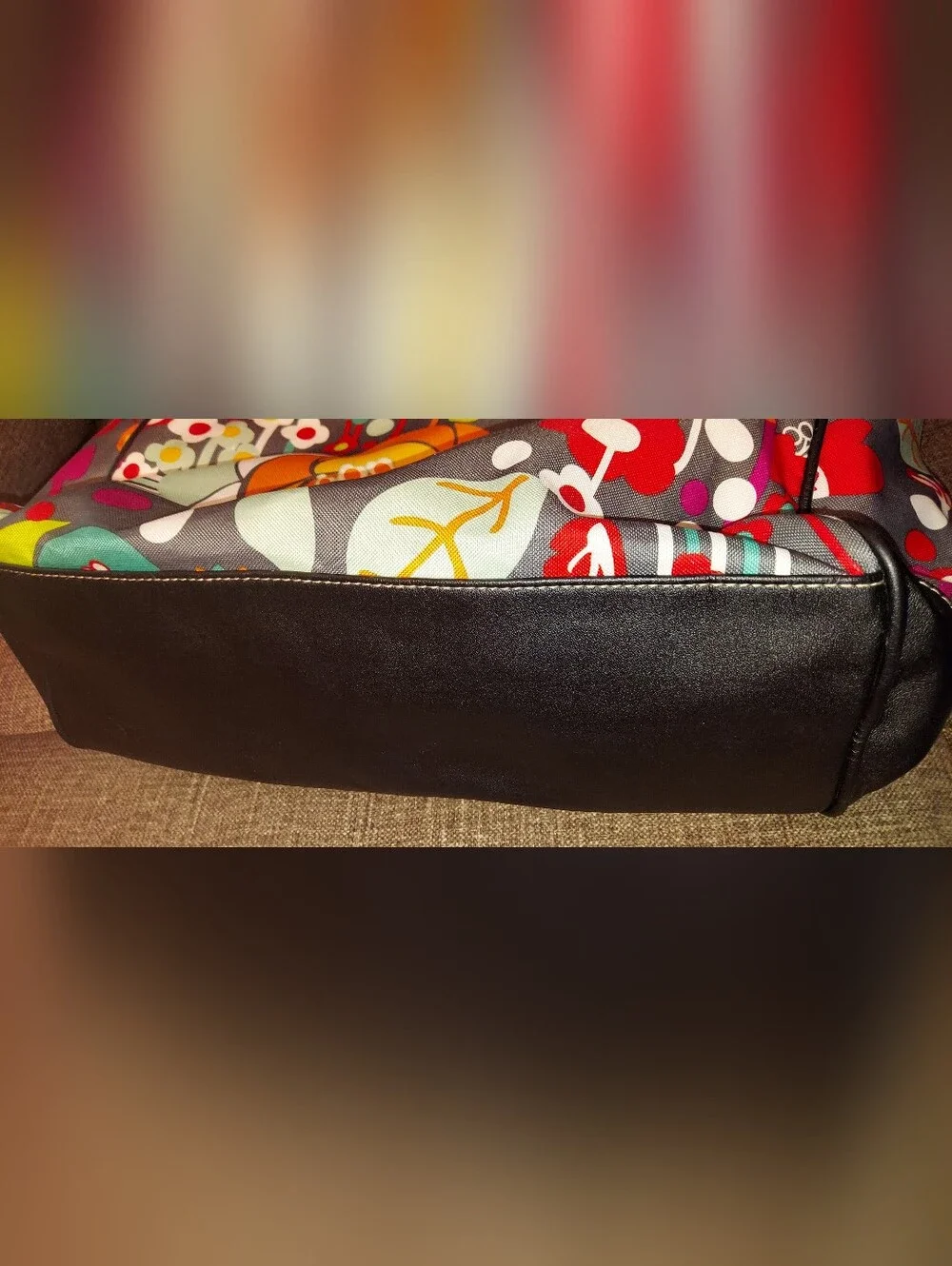 Lily Bloom Multicolor Floral Tote with Black Trim